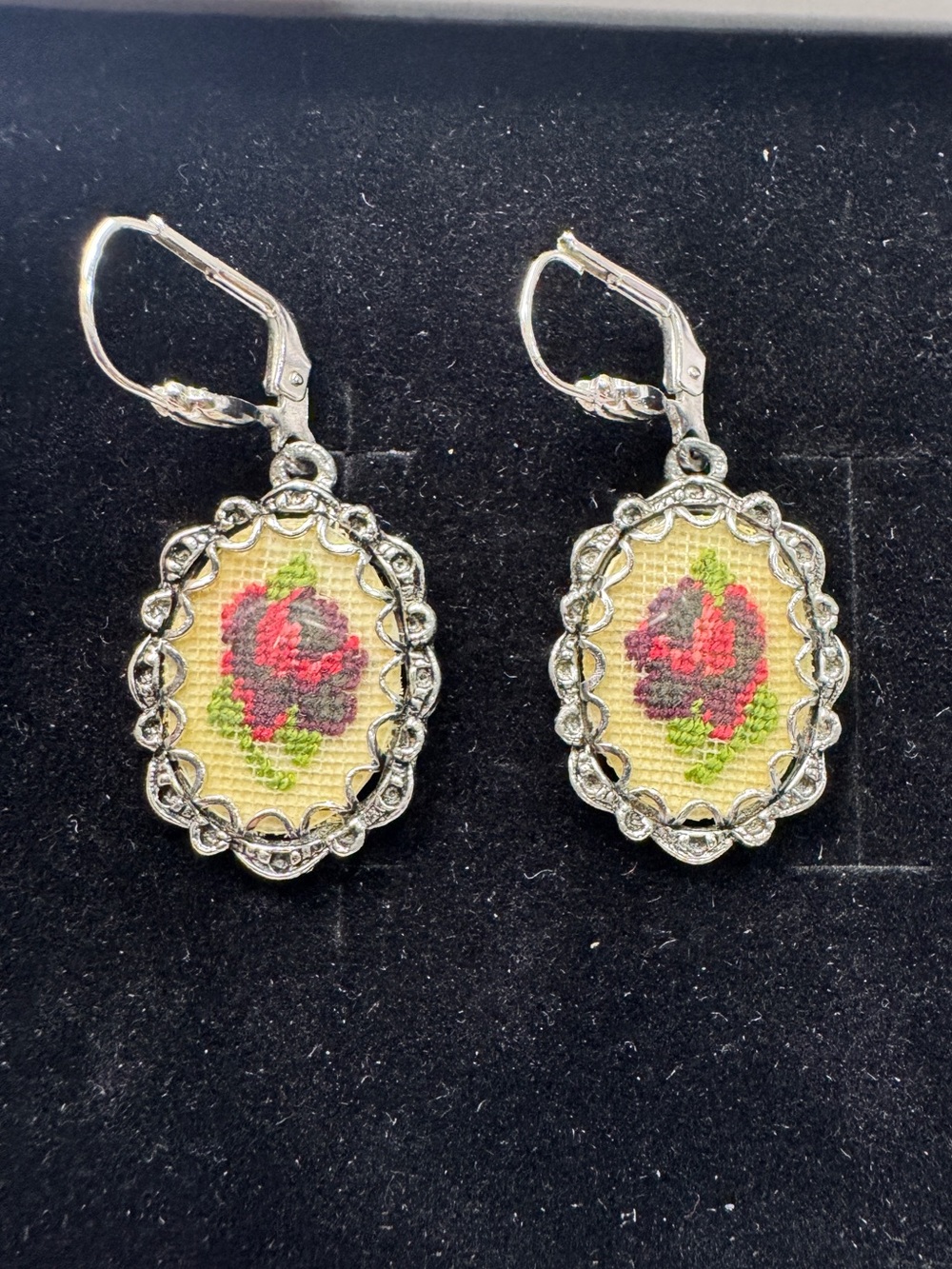 Germany Vintage signed Yellow Floral Drop Earrings